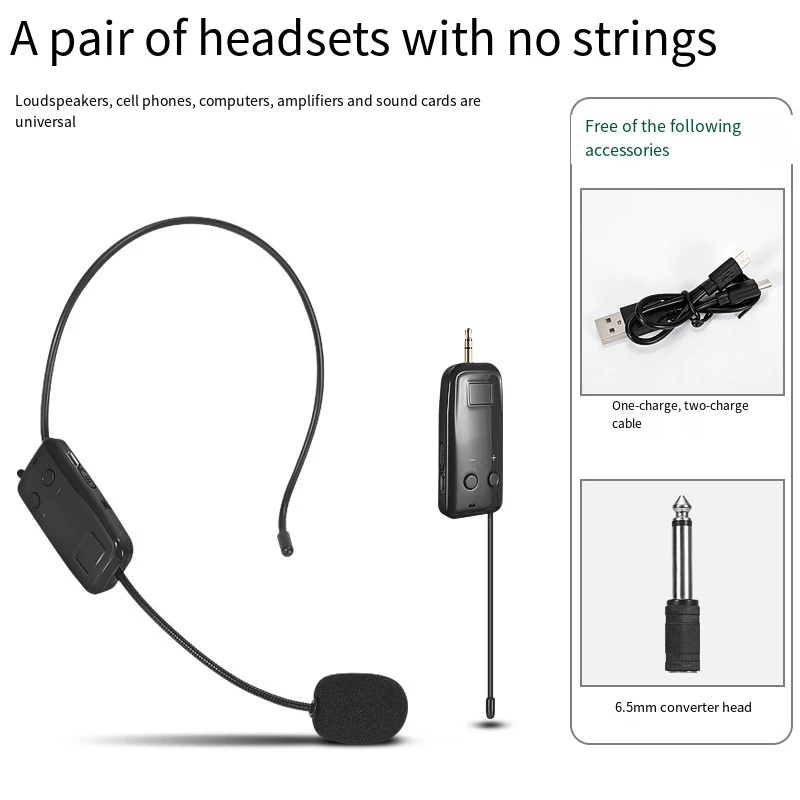 2.4G Wireless Professional Neckband Headset Microphone One For Two UHF Wireless Headset Business Laptop Conference Microphone - Image 3