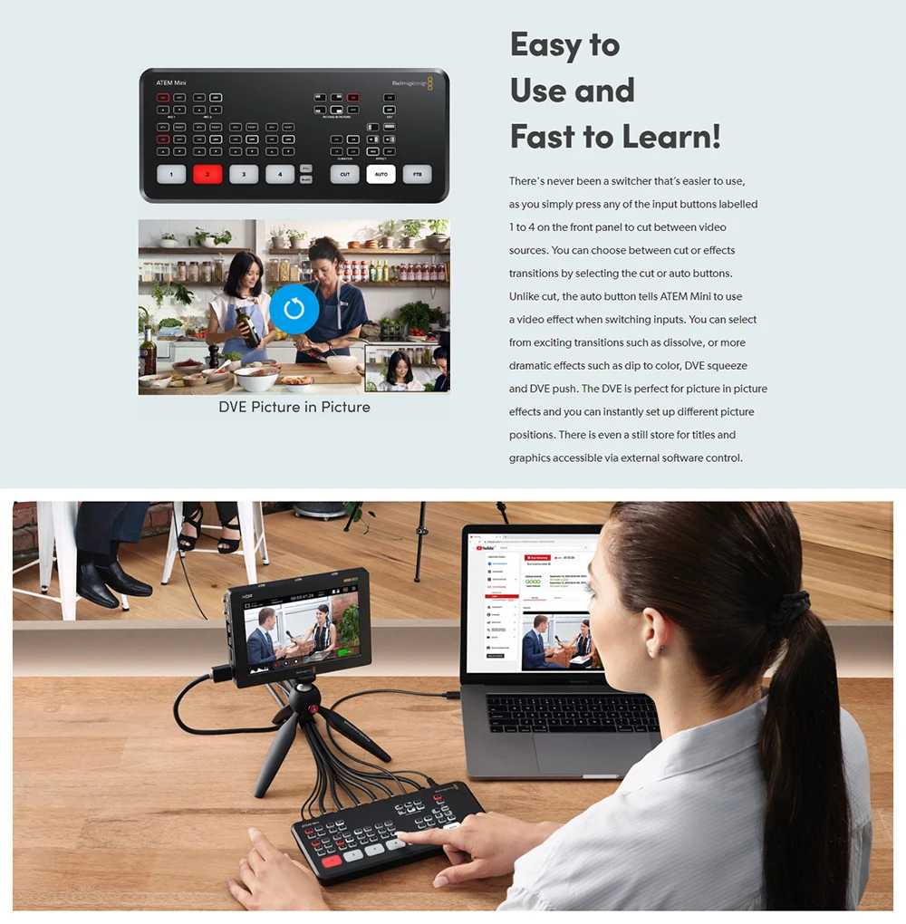 Blackmagic Design ATEM Mini Pro Switcher ATEM Mini Live Stream Switcher Multi-view and Recording New Features - Image 6