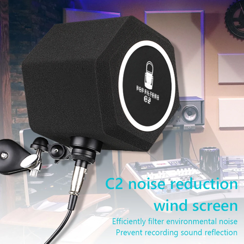 C2 Universal Studio Mic Screen Live Recording Microphone Anti-Interference Noise Reduction Wind Screen Soundproof Filter Cover - Image 2