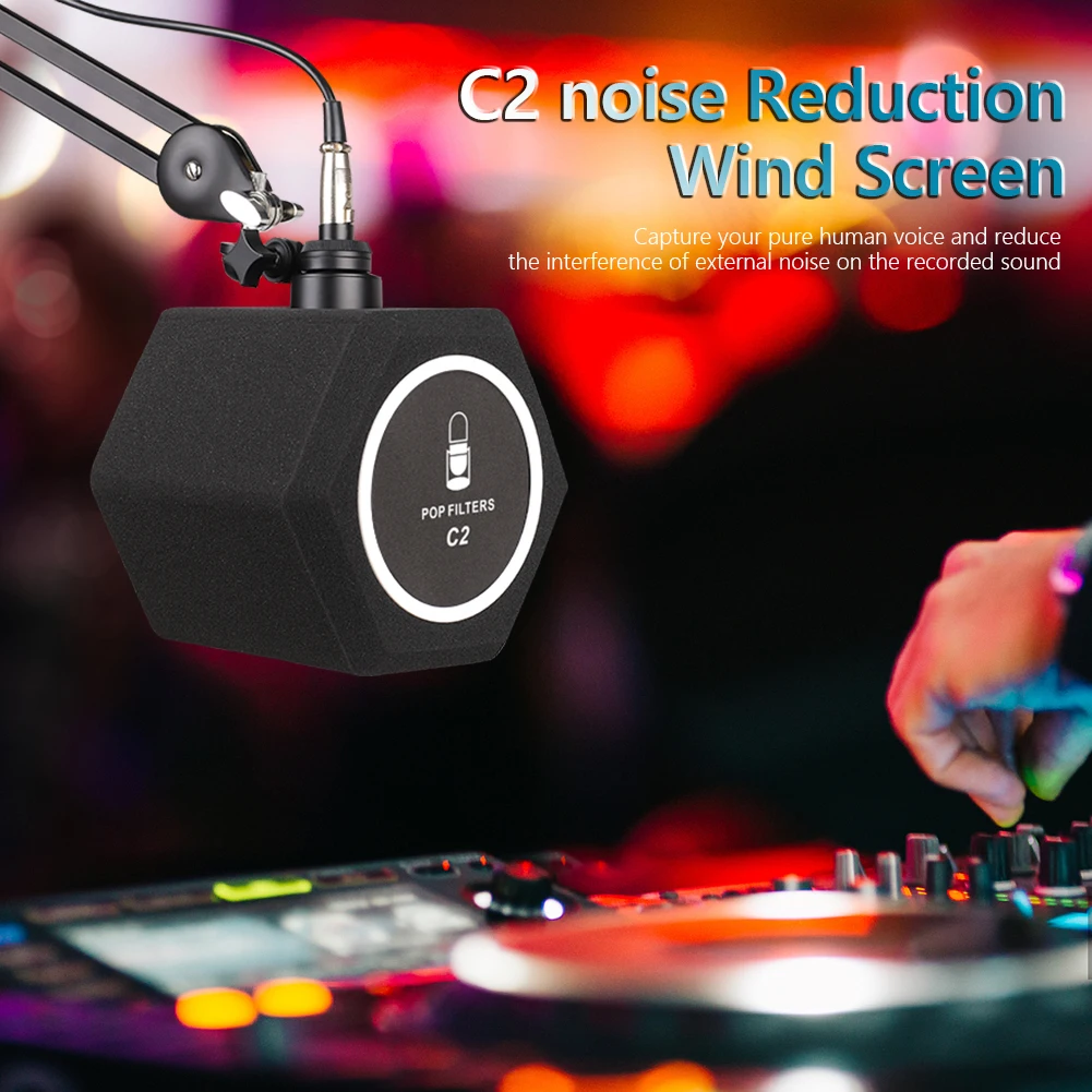 C2 Universal Studio Mic Screen Live Recording Microphone Anti-Interference Noise Reduction Wind Screen Soundproof Filter Cover - Image 3