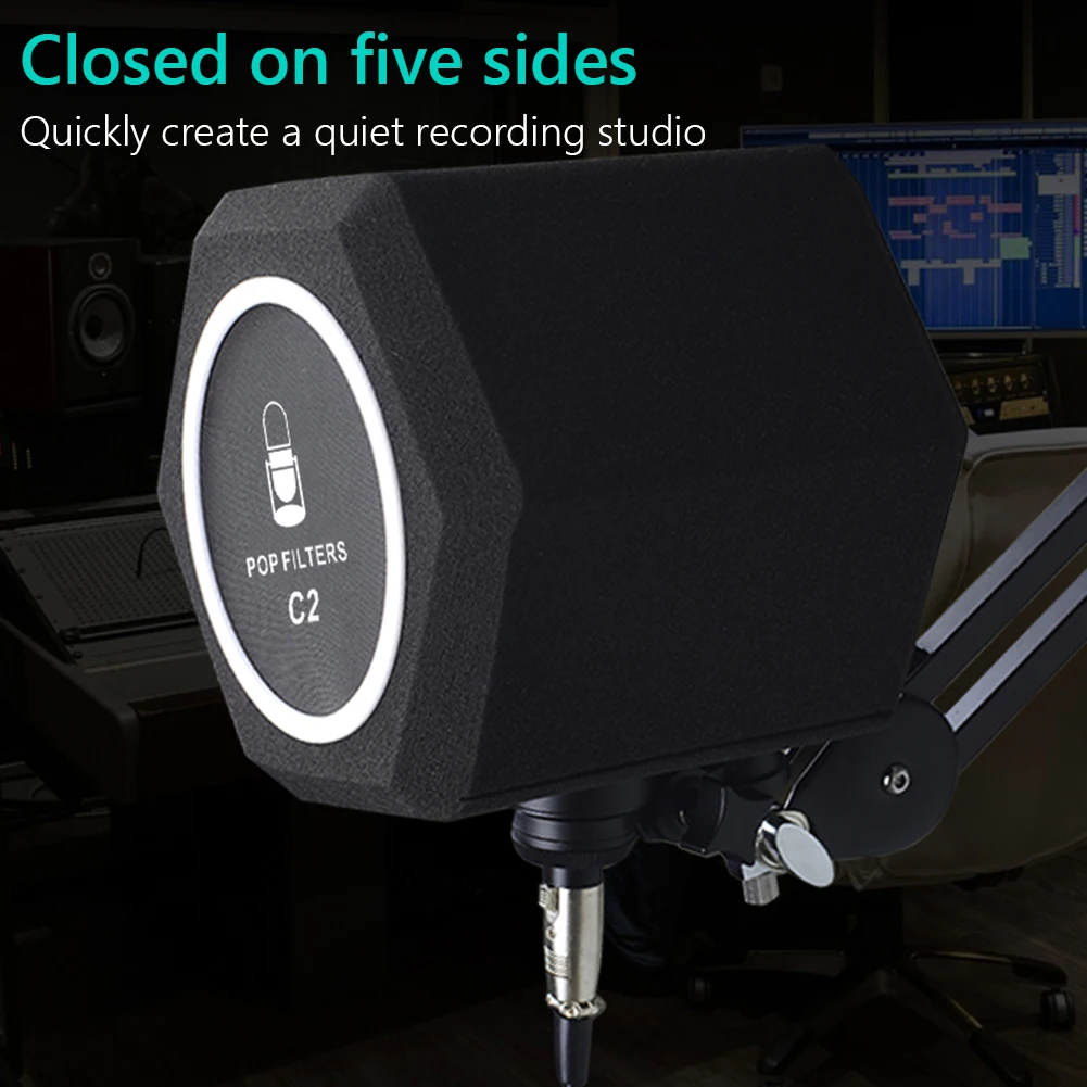 C2 Universal Studio Mic Screen Live Recording Microphone Anti-Interference Noise Reduction Wind Screen Soundproof Filter Cover - Image 5