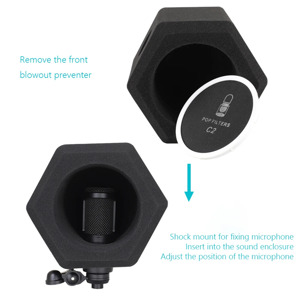 C2 Universal Studio Mic Screen Live Recording Microphone Anti-Interference Noise Reduction Wind Screen Soundproof Filter Cover - Image 6