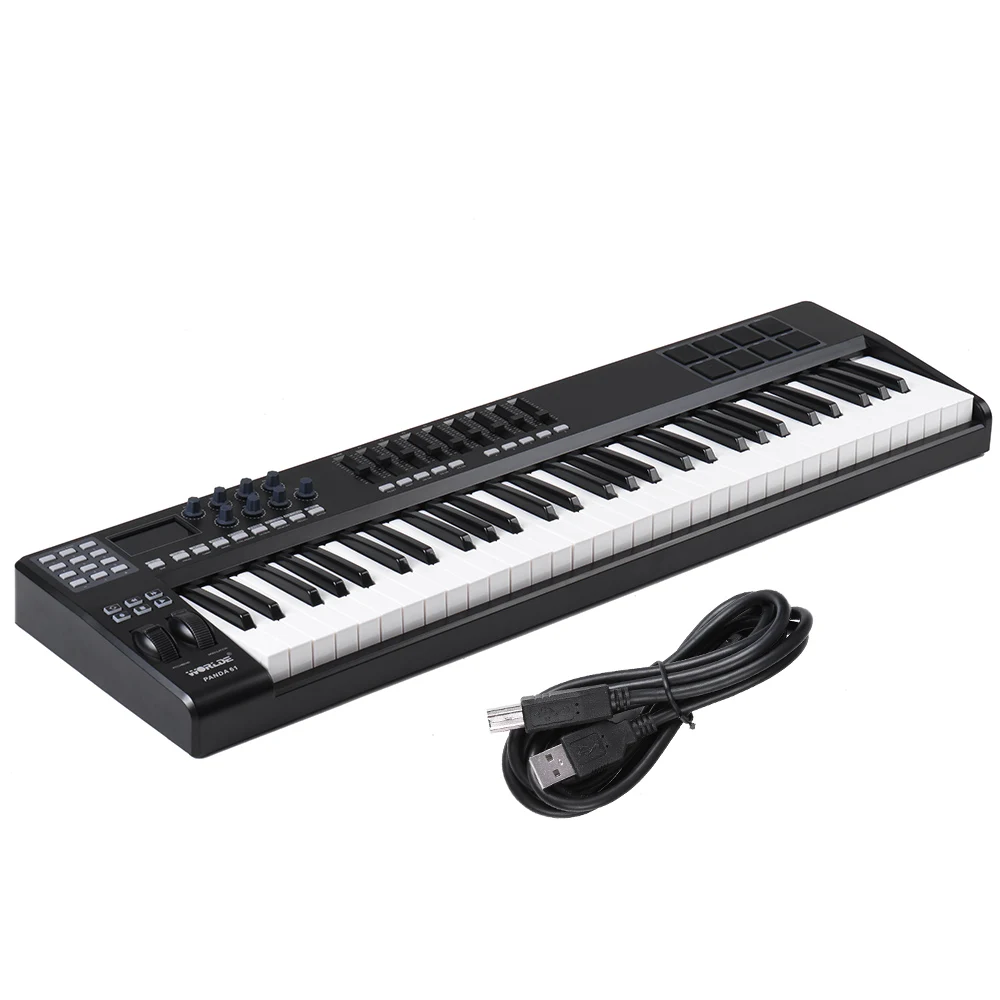 WORLDE PANDA61 Portable 61-Key USB MIDI Keyboard Controller 8 RGB Colorful Backlit Trigger Pads - Image 5
