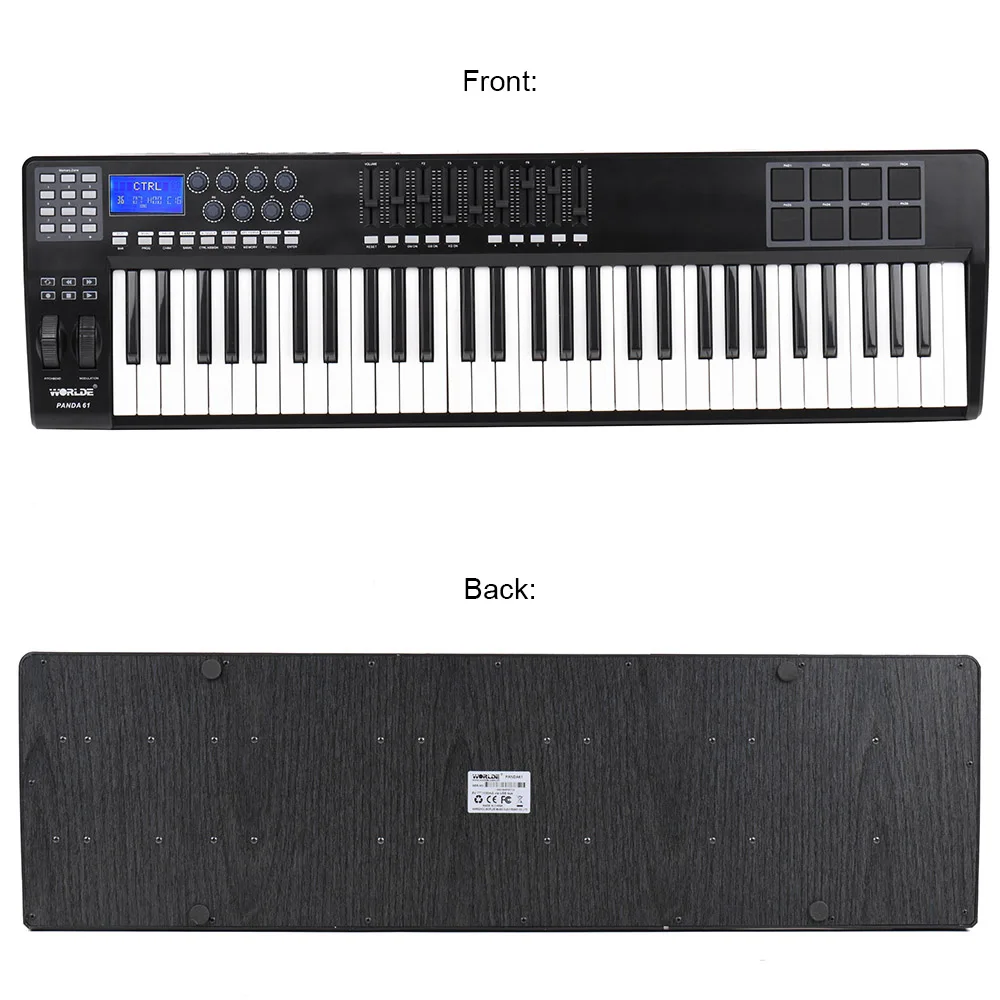 WORLDE PANDA61 Portable 61-Key USB MIDI Keyboard Controller 8 RGB Colorful Backlit Trigger Pads - Image 6