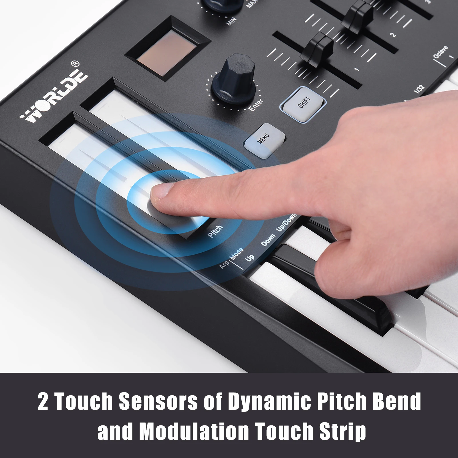 WORLDE Panda MINI II 25-Key USB MIDI Keyboard Controller Piano 8 RGB Backlit Trigger Pads Midi Pad - Image 3