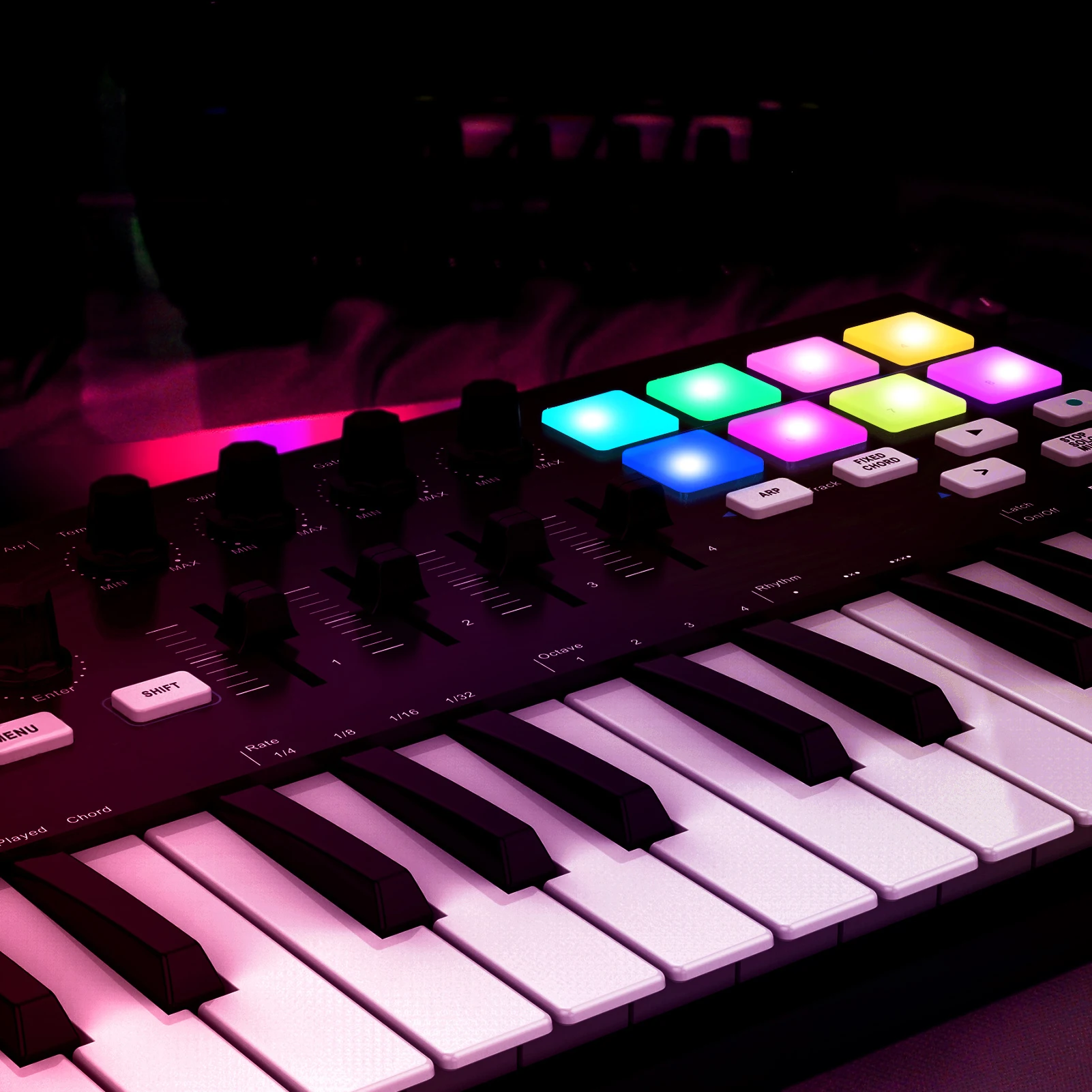 WORLDE Panda MINI II 25-Key USB MIDI Keyboard Controller Piano 8 RGB Backlit Trigger Pads Midi Pad - Image 4