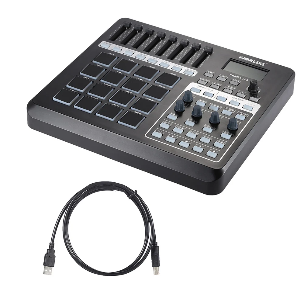 World PANDA200 Portable USB MIDI Controller Keyboard Mini MIDI Pad Controller 16 drum pad with USB cable - Image 2