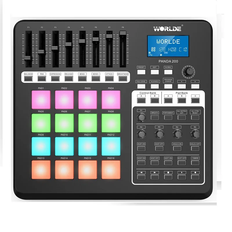 World PANDA200 Portable USB MIDI Controller Keyboard Mini MIDI Pad Controller 16 drum pad with USB cable - Image 5