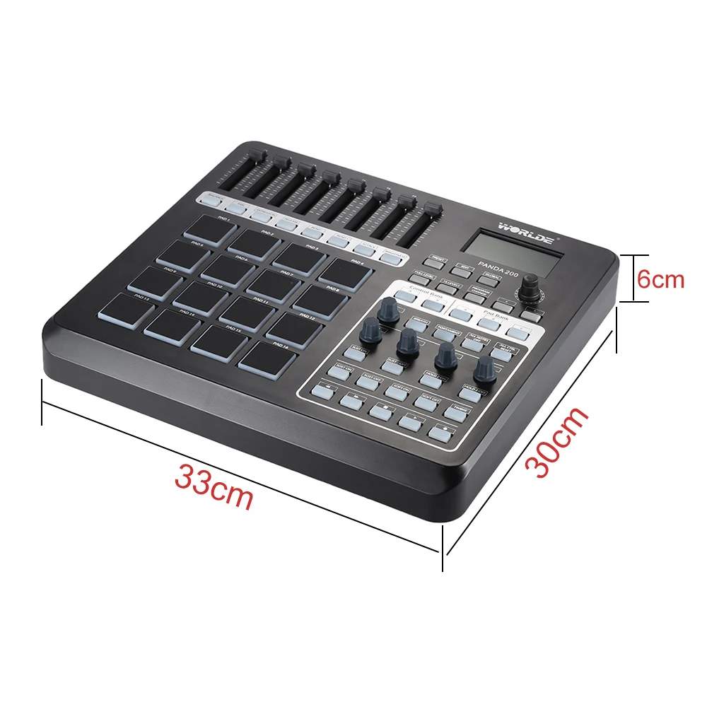 World PANDA200 Portable USB MIDI Controller Keyboard Mini MIDI Pad Controller 16 drum pad with USB cable - Image 6