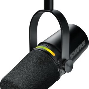 Shure MV7+ Podcast Dynamic Microphone. OBS Certified, Enhanced Audio, LED Touch Panel, USB-C & XLR Outputs, Auto Level Mode, Digital Pop Filter, Reverb Effects, Podcasting, Streaming, Recording -Black